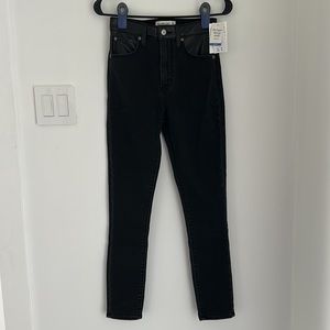 A&F Mixed Material Super Skinny Ankle Jean in Black+Vegan Leather
